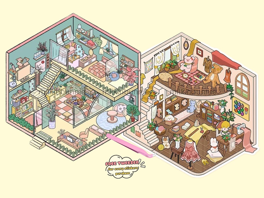 3D Isometric Large Sticker Set 2 Scenes - Make Your Own: Small Tailor ...