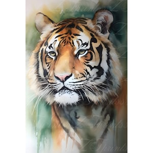 Tiger Art Digital 3 File Type Download Tiger Painting Water Color Art For Bedroom Tiger Digital Print Decor