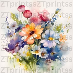 Flower Painting 3 File Types Digital Art Water Color art pdf wall decor gallery art gallery wall art Digital Print jpg png pdf kitchen decor