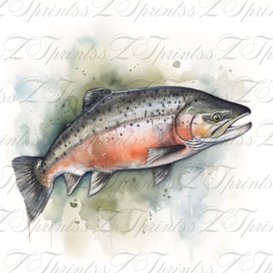 Salmon Art 3 File Types Digital Art Fish Painting for Fishermen perfect gift for fisherman Salmon Painting Digital Download Png Jpg Pdf