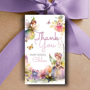 EDITABLE Fairy Birthday Gift Tag Garden Party Girl Invite Fairy Boho Enchanted Fairy First Birthday Party Instant Download FA