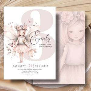 EDITABLE Fairy 3rd Birthday Invitation, Enchanted Fairy Garden, Magical Fairy 1st Birthday, Flutter & Twirl Bday Invite, Instant Download