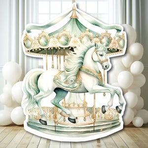 Carousel Horse Cutout, Backdrop Big Decor, Carousel Theme Party Decoration, Baby Shower Birthday Party Stand Up Prop, Digital Download CAR