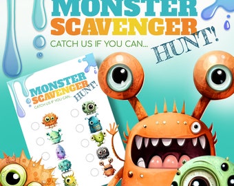 Halloween Monster Scavenger Hunt Game, Kids Party (Digital Download)
