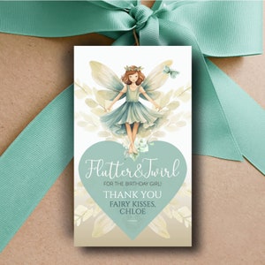 EDITABLE Fairy Birthday Gift Tag Garden Party Girl Invite Fairy Boho Enchanted Fairy First Birthday Party Instant Download FA