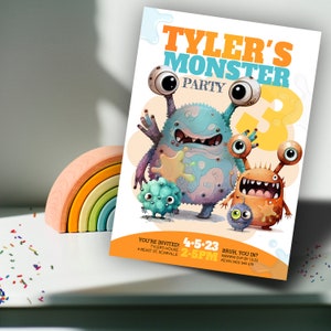 Bearbeitbares Monster Party-Einladung Kleines Monster einladen Kinderparty einladen Monster-Geburtstags-Einladung Junge einladen Instant Download MC