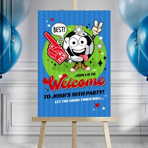 SOCCER Welcome Sign Football Birthday Sign Retro Football Party Poster Kick Up Some Fun Template Party Decor Instant Download SO