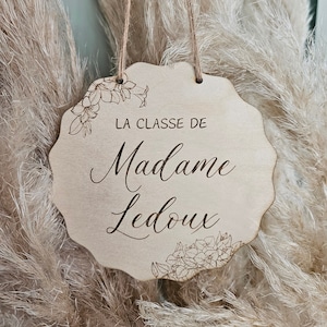 Placa de madera grabada personalizada para puerta de casa - Regalo de fin de curso - Guardería infantil y primaria