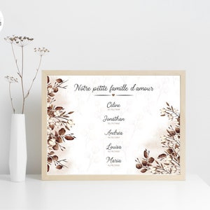 Póster familiar personalizado flores de algodón secas naturaleza impreso para decoración de pared - PDF o formato A4 o A3 impreso