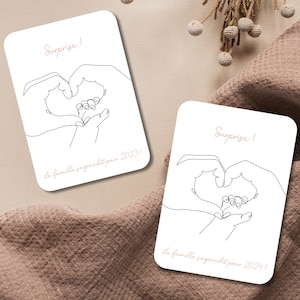 Carte annonce grossesse minimaliste - surprise - baby shower - la famille s'agrandit