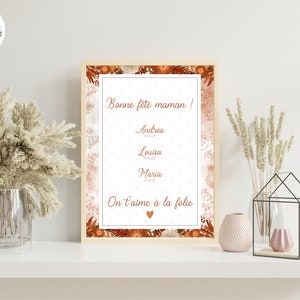 Feliz Día de la Madre cartel flor decoración personalizada - nombre fechas de nacimiento - niño familia bebé hermano hermana - PDF o formato impreso