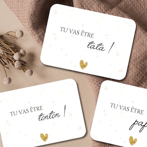 Carte annonce grossesse papa papi mamie tonton tata arrière papi mamie coeur doré minimaliste - surprise - baby shower la famille s'agrandit