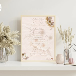 Póster maestro - flores secas marrones - regalo maestro - gracias señora - PDF o formato impreso