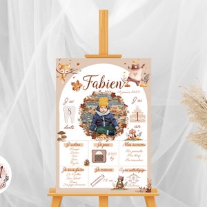 Poster di compleanno foresta natura foglie animali stampato personalizzato per la decorazione murale - formato PDF o stampato A4 o A3