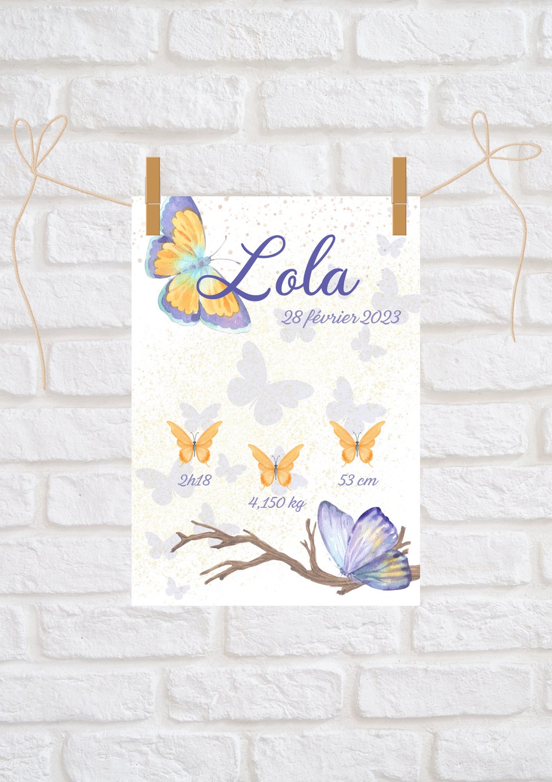 Trousse Ou Pochette à Rabat - Motif Papillon, Personnalisable Avec Prénom, Référence 45 (Neuf Avec étiquettes)