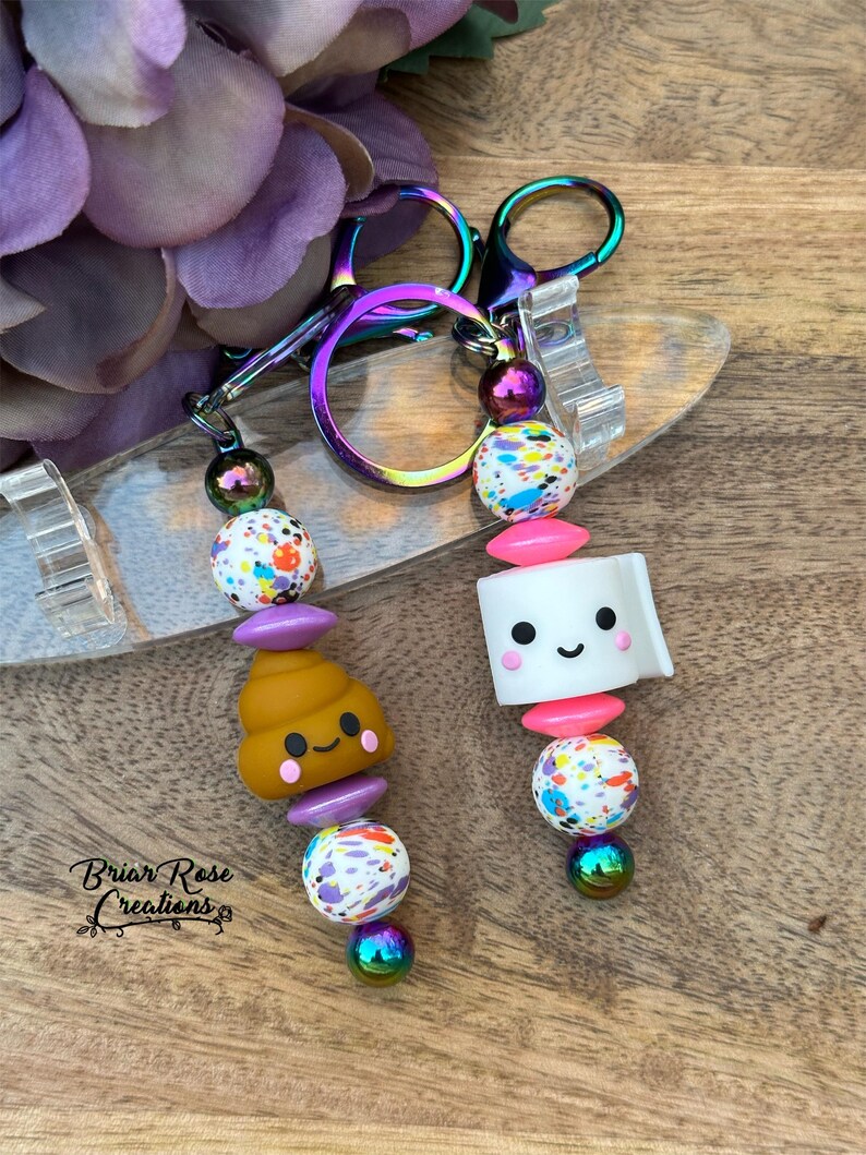 Poop and Toilet Paper Keychain Set - Etsy