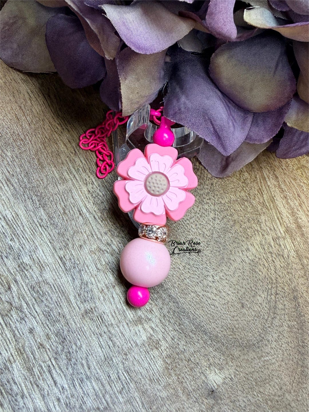 Pink Flower {small} Charm | Cup | E-reader | Bag | Zipper Pull ...