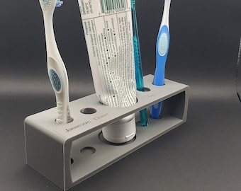 Personalized 3D Printed Toothbrush and Toothpaste Holder - Customizable with Names, Slots, and Colors