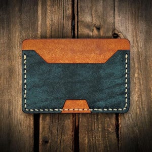 Carteira Owlchemest – Porta-cartões minimalista em couro feito à mão | Carteira fina | Presente EDC para ele