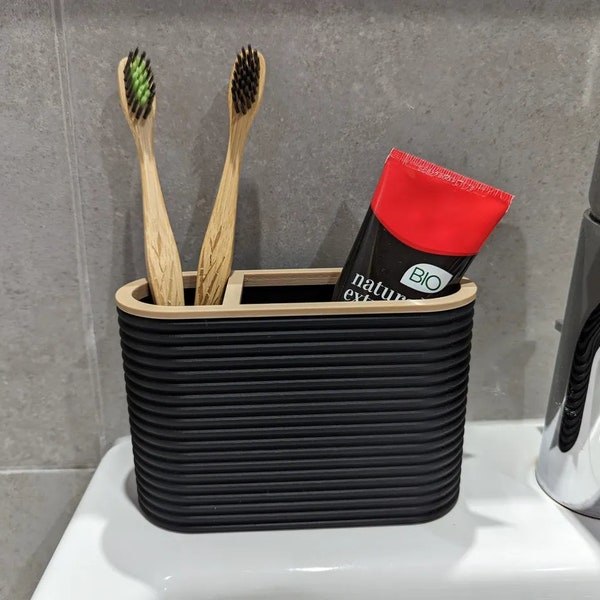 Minimalist Toothbrush and Toothpaste Holder - Holds Toothbrushes, Toothpaste and Grooming items - Bathroom Organizer