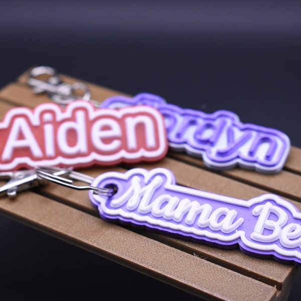 Custom slim Name keychain, Simple personalized lightweight bag tag, Aesthetic stylish key tag, customized nametags for backpacks and bags