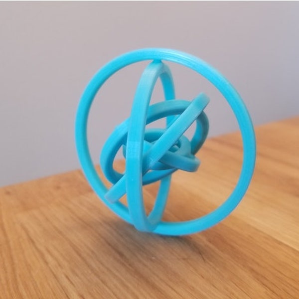 Gyroscope imprimé en 3D Fidget Toy, anneaux de rotation anti-stress pour les mains inactives, jouet de spinner portable unique pour le TDAH, conception à faible frottement