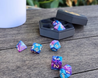 D&D Dice Case with Magnetic Lid and Class Icon Inlay - Secure Storage for Role-Playing Adventures