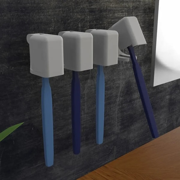 Minimalist Wall-Mounted Toothbrush Holder - Holds One Toothbrush Each - Bathroom Organizer