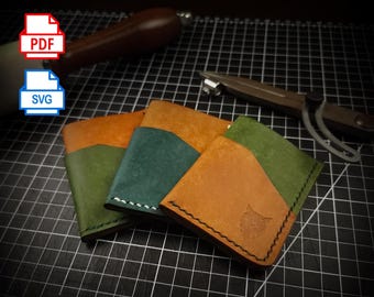 Patrón de billetera de cuero DIY / PDF + SVG Descargar