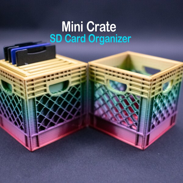 SD Card Holder Mini Crate Storage Organizer, Mini Brands Desk Storage for Office / Office Gift