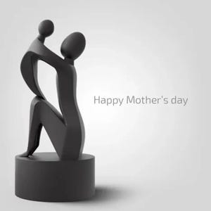 モダンな母と子の彫刻 | 母の日のための 3D プリント アート | ユニークな母性ギフト