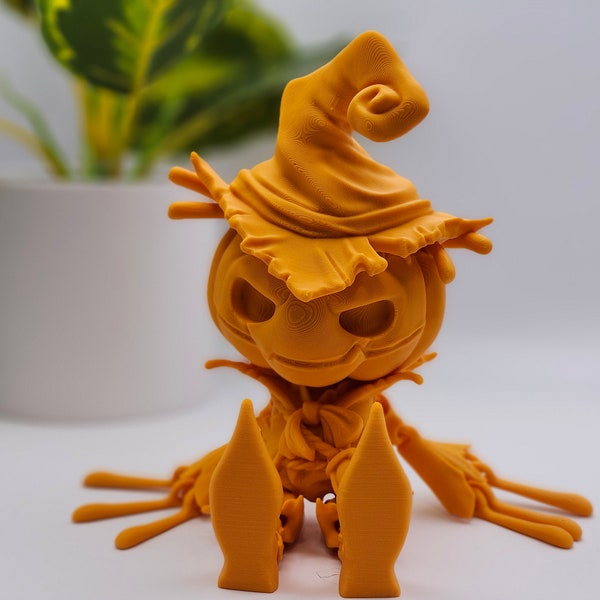 Jack-O-Lantern Articulated 3D Printed Halloween Character - Spooktacular Decor and Play