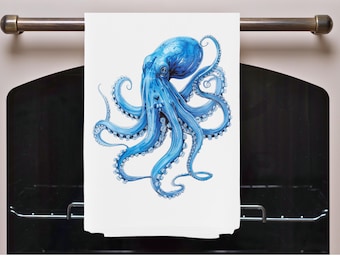 Paño de cocina con pulpo azul / Ropa de cocina Coastal Lifestyle