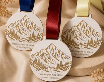 Medalhas de madeira personalizadas com fita, medalhas personalizadas para eventos, prêmios em Lesonite cortados a laser