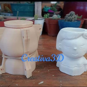 boy and girl pot molds (pablito and rosita) stl file, for 3d printing