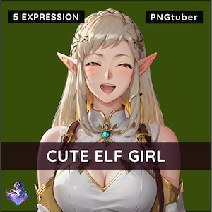 PNGTUBER - Cute ELF girl - Vtuber - 5 Expressions - Premade - Female - Streamer - ELF - 2D Model VTuber Assets-Veadotube-Twitch-Tiktok