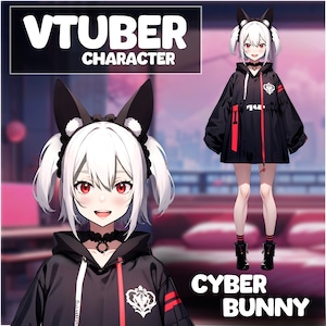 VTuber - Cyber Bunny Girl Live2d Vtuber Full body Model, VTube studio Ready to use
