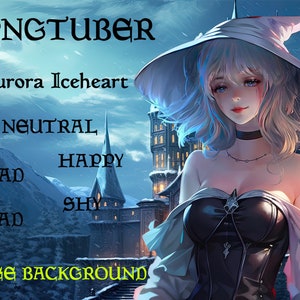PNGTUBER - Hexe Mädchen - Vtuber - 5 Expressions - Witch Premade Streamer Png Knollen