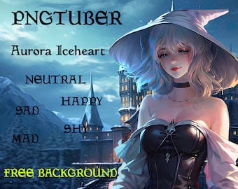PNGTUBER - Witch girl - Vtuber - 5 Expressions - Witch Premade  Female  Streamer  Png tuber 2D Model VTuber Assets Veadotube -Twitch-Tiktok