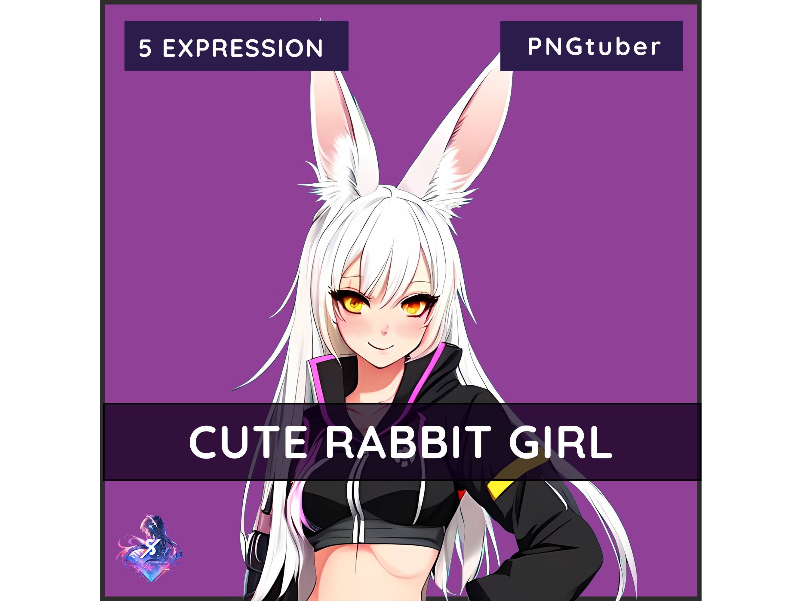 PNGTUBER - Cute Bunny Girl - Vtuber - 5 Expressions - Premade ...