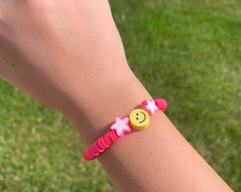 Hot pink smiley face bracelet