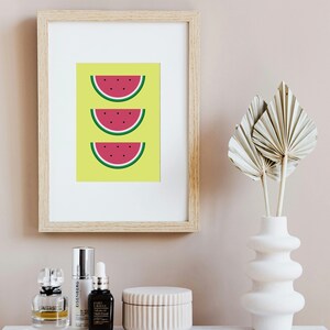 Watermelon slices Art Print Aesthetic Poster Decor Colorful Wall Decoration Printable illustration Digital Download zdjęcie 1