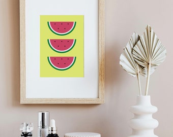 Watermelon slices  - Art Print - Aesthetic Poster Decor  - Colorful Wall Decoration- Printable illustration - Digital Download