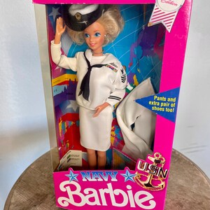 Barbie VTG 1990 Navy Barbie Doll stars N Stripes Collection Blonde Second Edition 9693 Mattel NIB Etsy