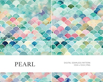 Pearl | Digital Seamless Pattern, Tiling Pattern, Wallpaper | Boho, Floral, Watercolor | For Commercial Use