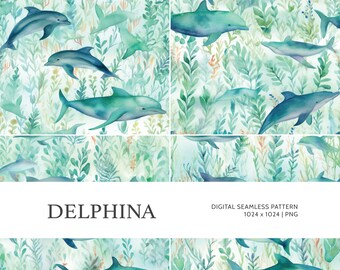 Delphina | Digital Seamless Pattern, Tiling Pattern, Wallpaper | Boho, Floral, Watercolor | For Commercial Use