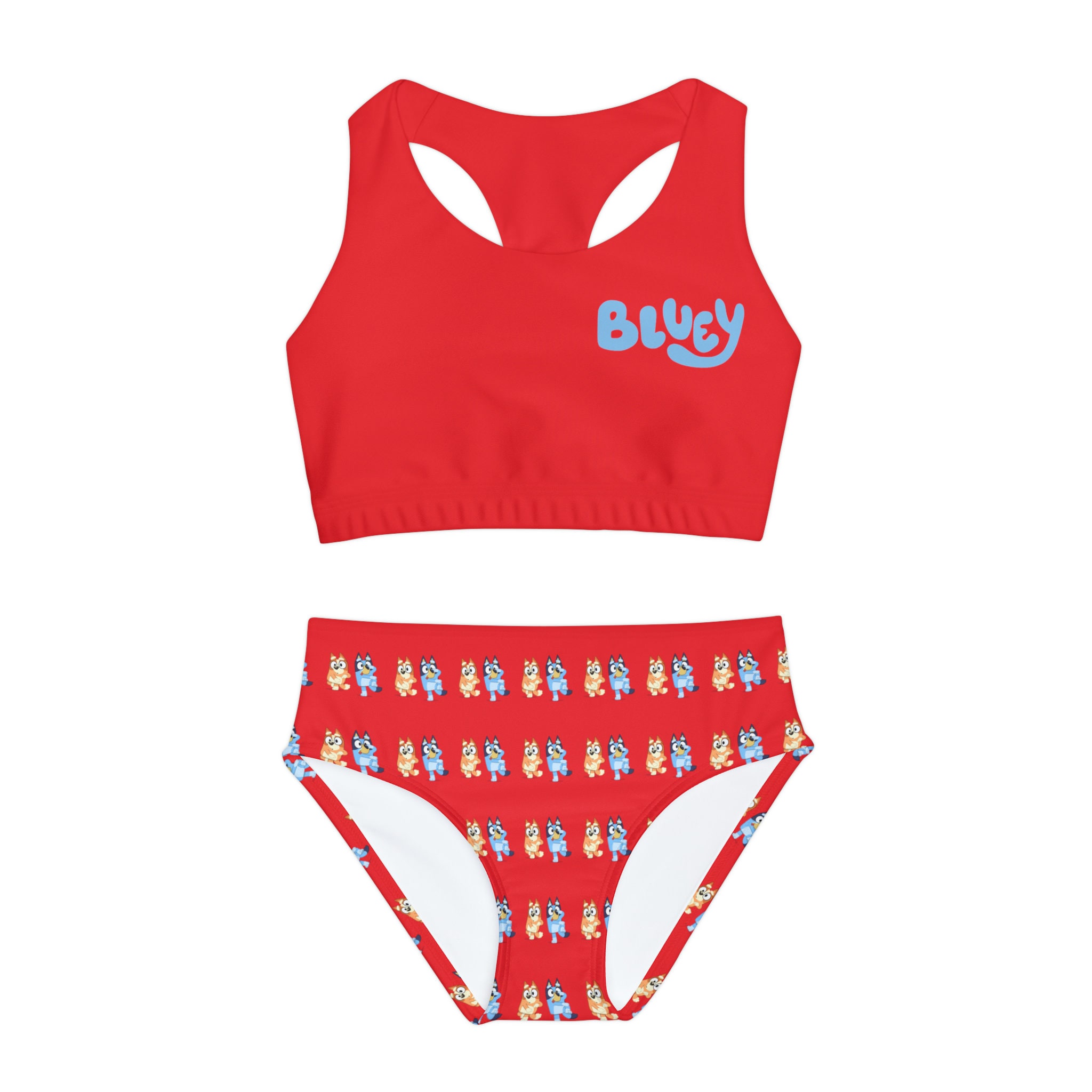 Bluey Red Two Piece Youth, Bluey and Bingo Swimsuit, Swimsuit for Girls,  Bingo Bathing Suit, Bluey Bathing Suit, Girl Swimsuit Two Piece 