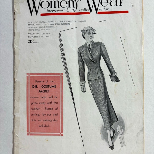 Vintage Ladies' Tailoring Magazine - Women's Wear, November 27, 1936