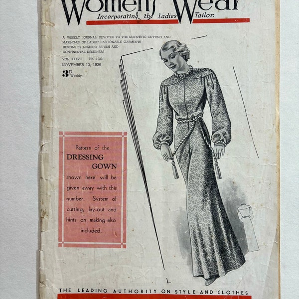 Vintage Ladies' Tailoring Magazine - Women's Wear, November 13, 1936