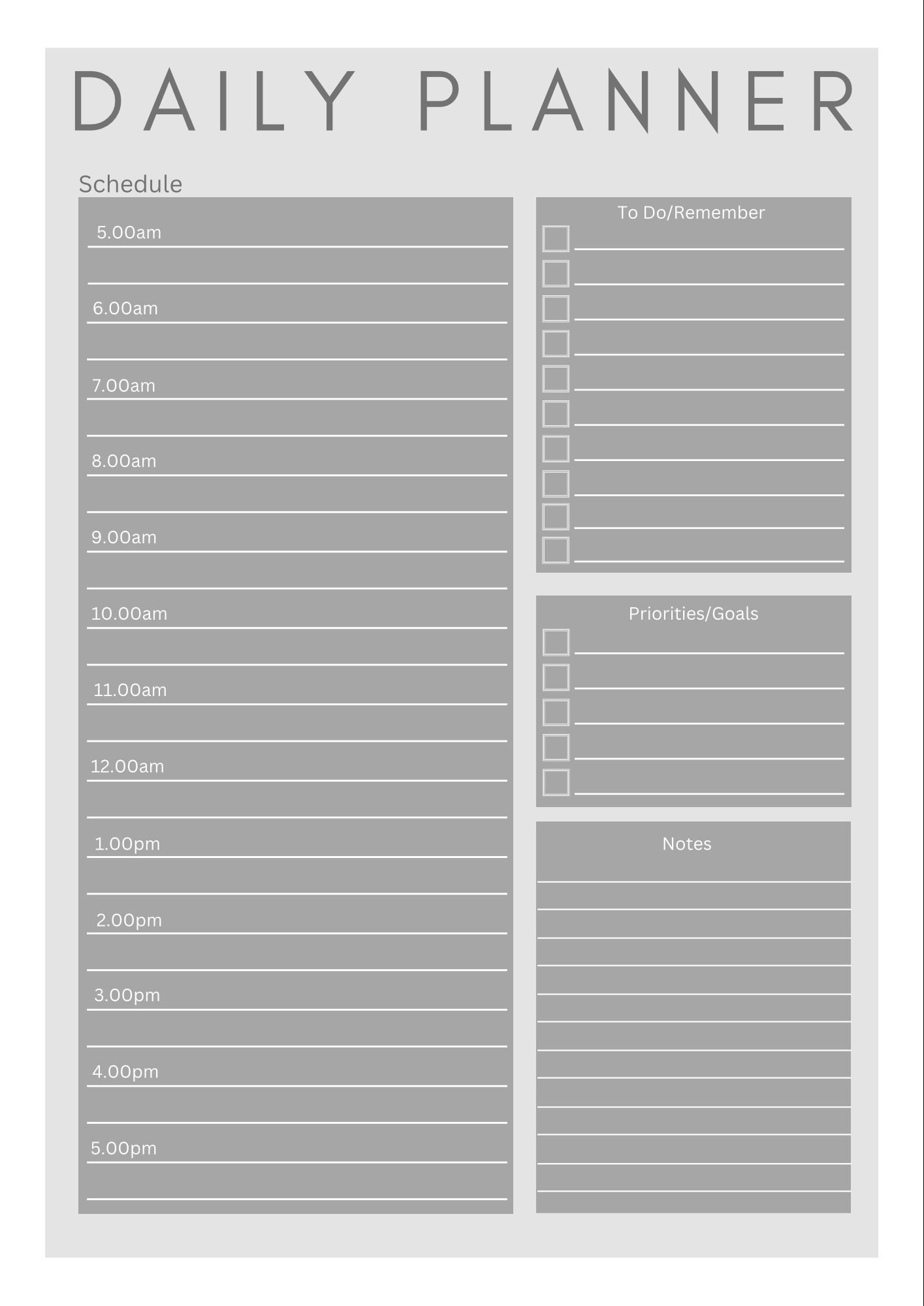 PDF Printable Daily Planner Daily to Do List A4 Template Etsy